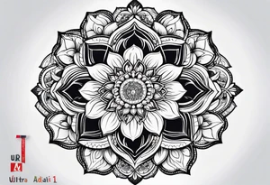 Geometric mandala flowers tattoo idea