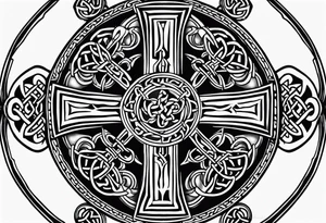 Celtic cross similar to Justin Timberlakes that incorporates firefighter traditional symbology tattoo idea