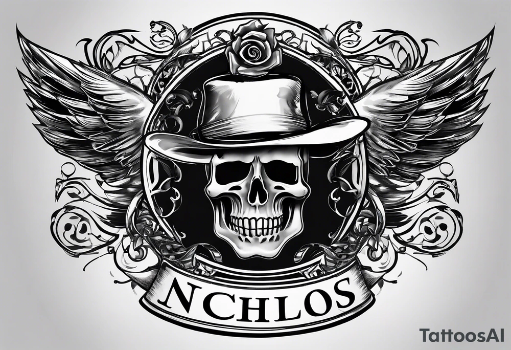 logo with the last name Nichols and the letters B, O, L, H, E, D, J, and R tattoo idea