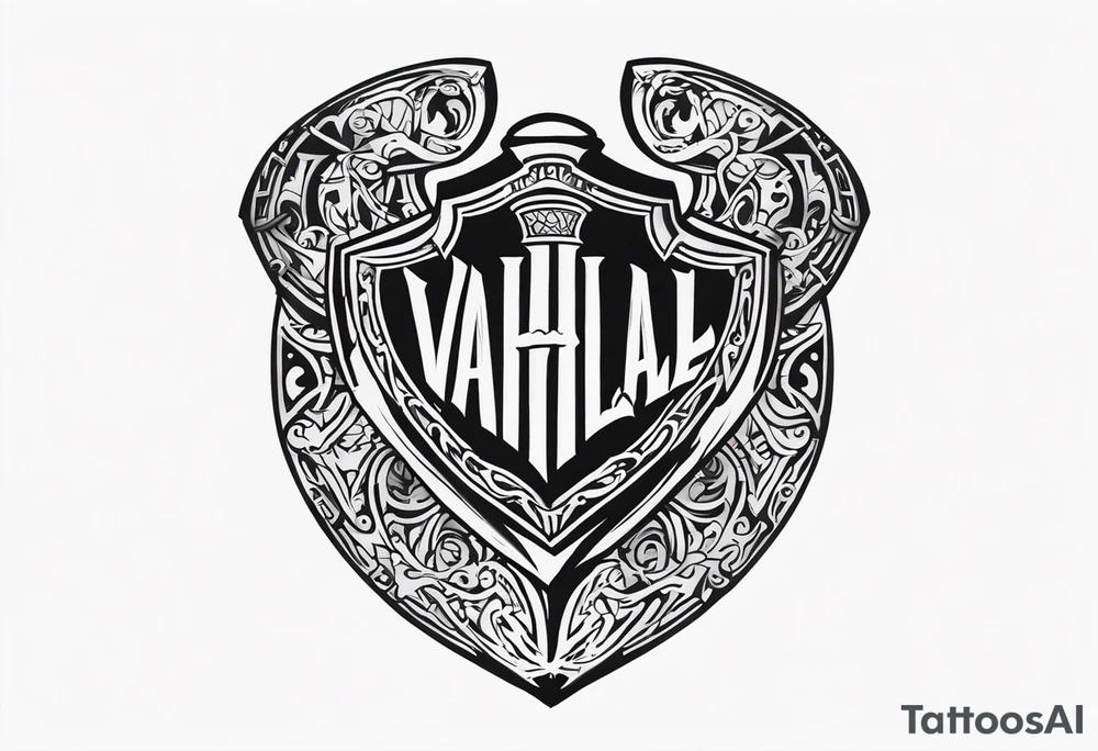 Valhalla shield  sword axe tattoo idea