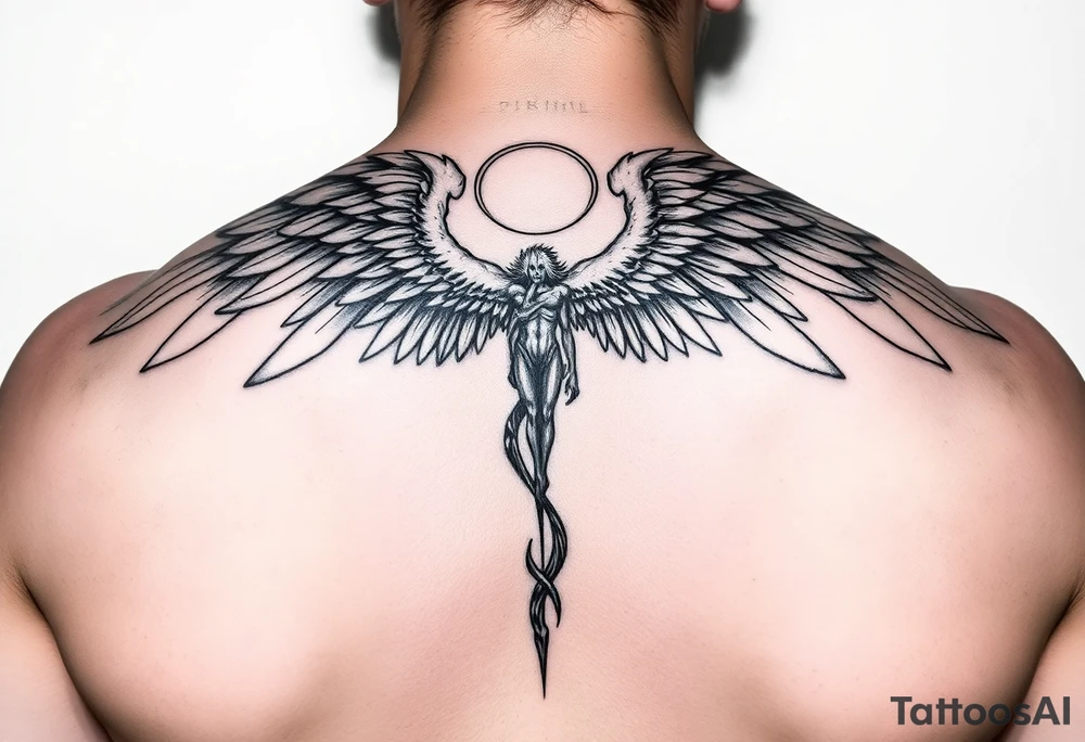 Dark fallen angel tattoo idea
