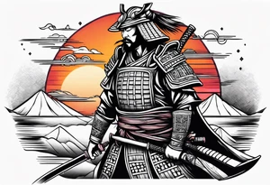 Samurai with sunset tattoo idea