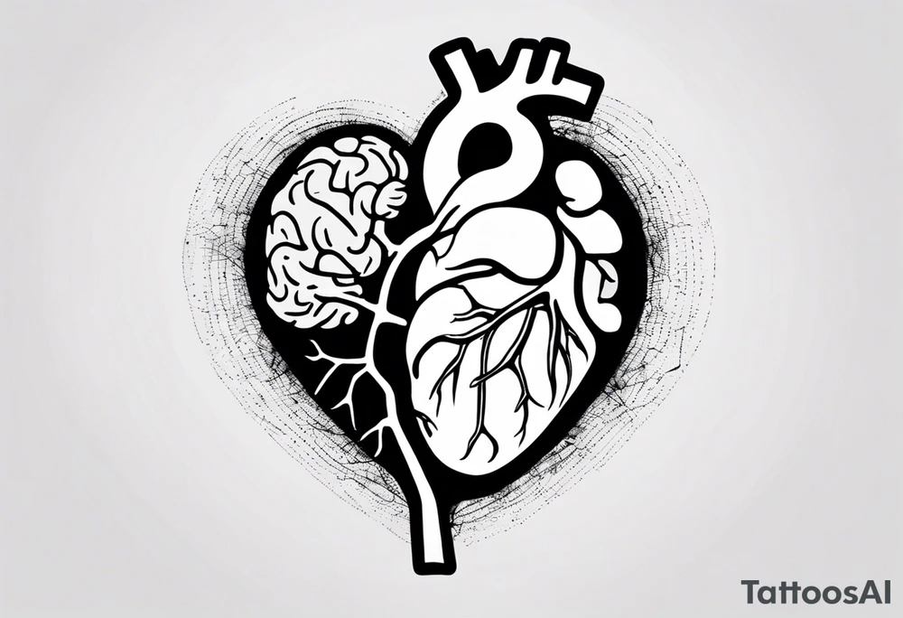 Left half human brain and right half human heart tattoo idea Left half human brain and right half human heart tattoo idea