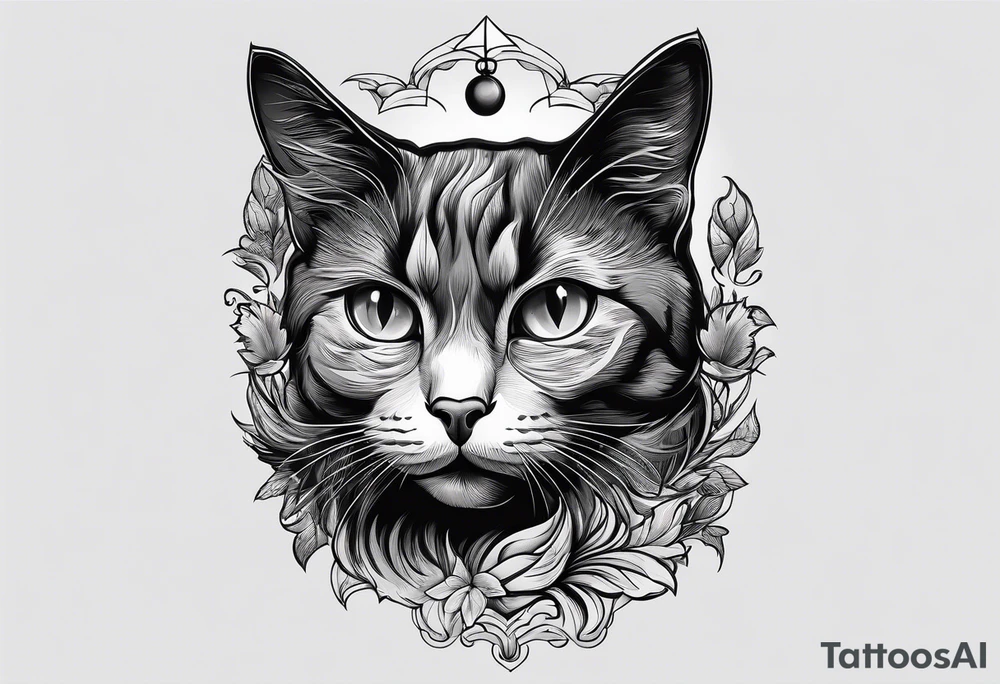 black cat on the hill tattoo idea