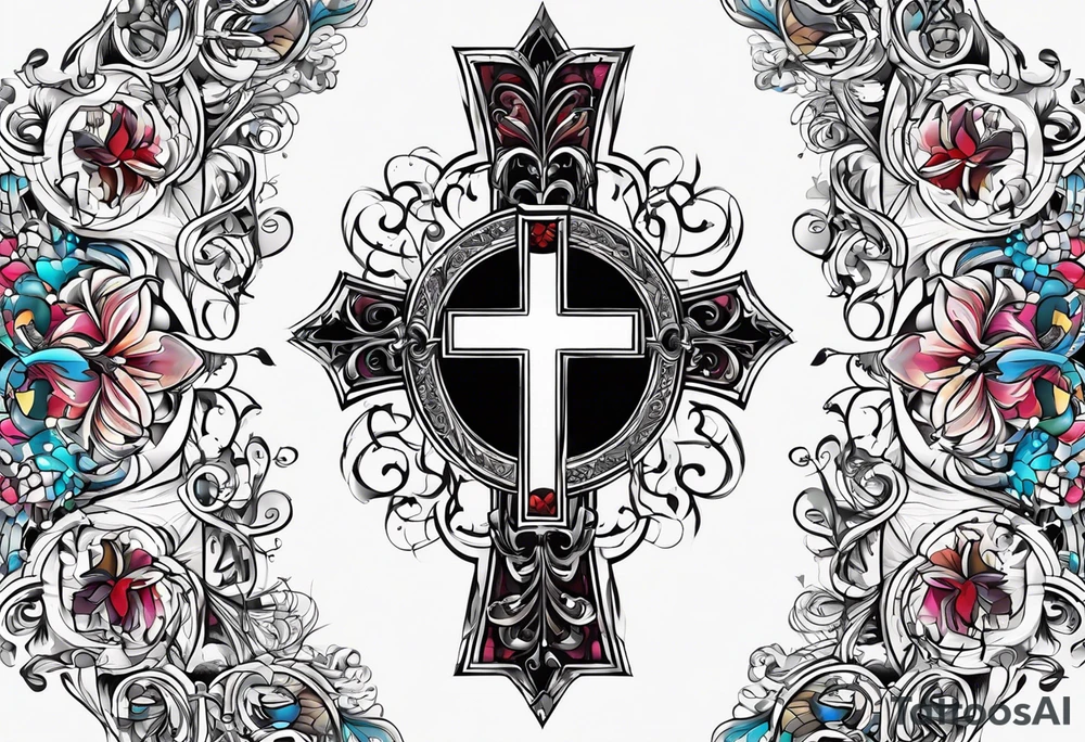 Christian cross and ekg tattoo idea