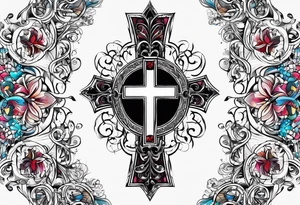 Christian cross and ekg tattoo idea