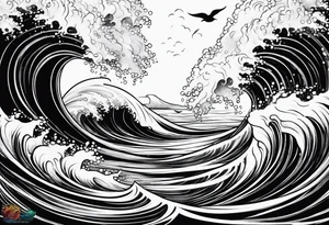calm ocean water tattoo idea