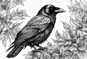 raven in nature tattoo idea