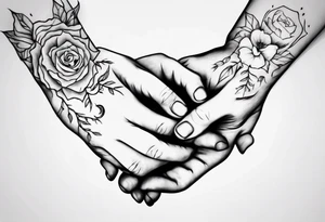 Really simple, only a few lines 
and clean tattoo of . two hands holding in love tattoo idea