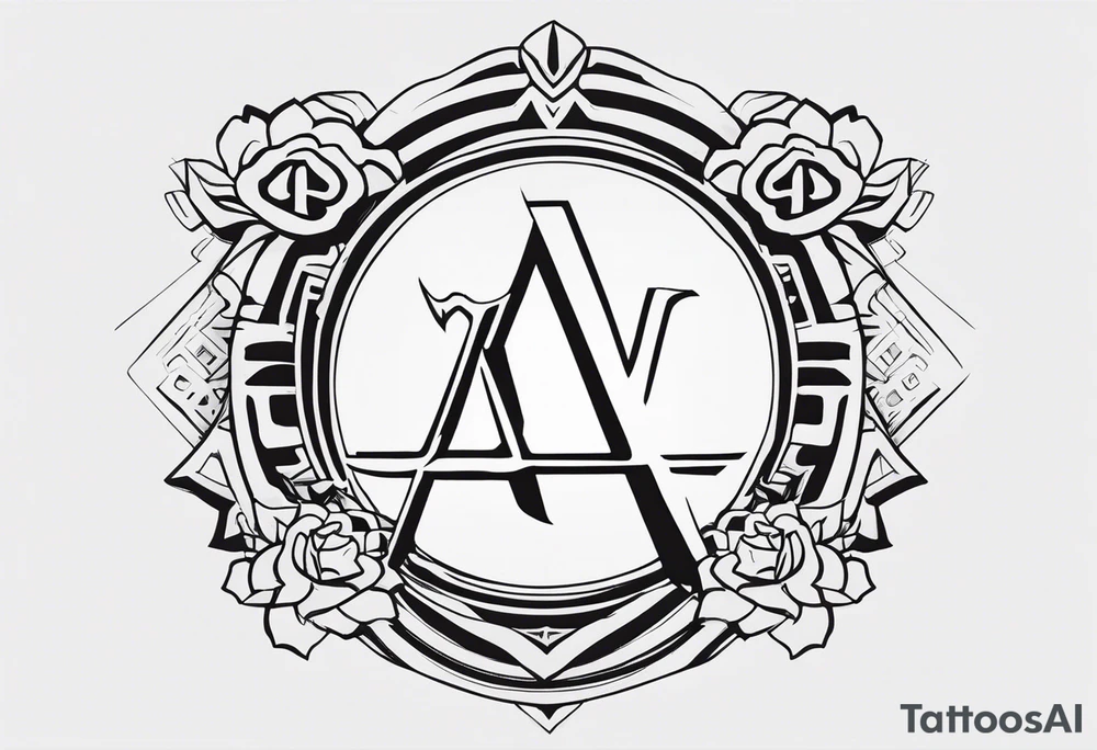 the letters A W R in the middle of a ninja headband tattoo idea