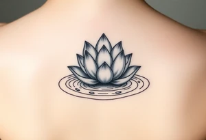 serene lotus flower emerging from sacred waters with ripples tattoo idea