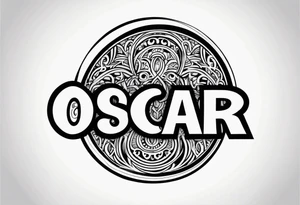 The name Oscar in a circle tattoo idea