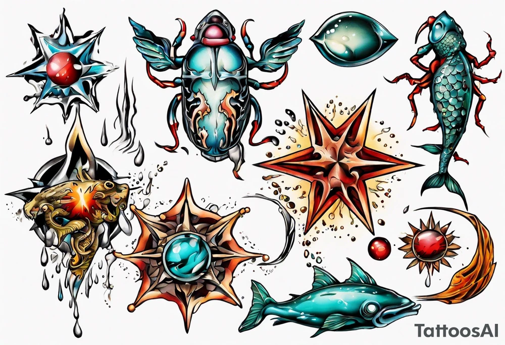 sternzeichen krebs und wasser bund tattoo idea