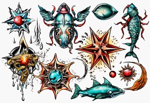 sternzeichen krebs und wasser bund tattoo idea