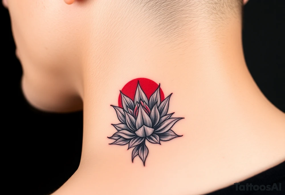 Eternity in red with lotus japanese tattoo idea