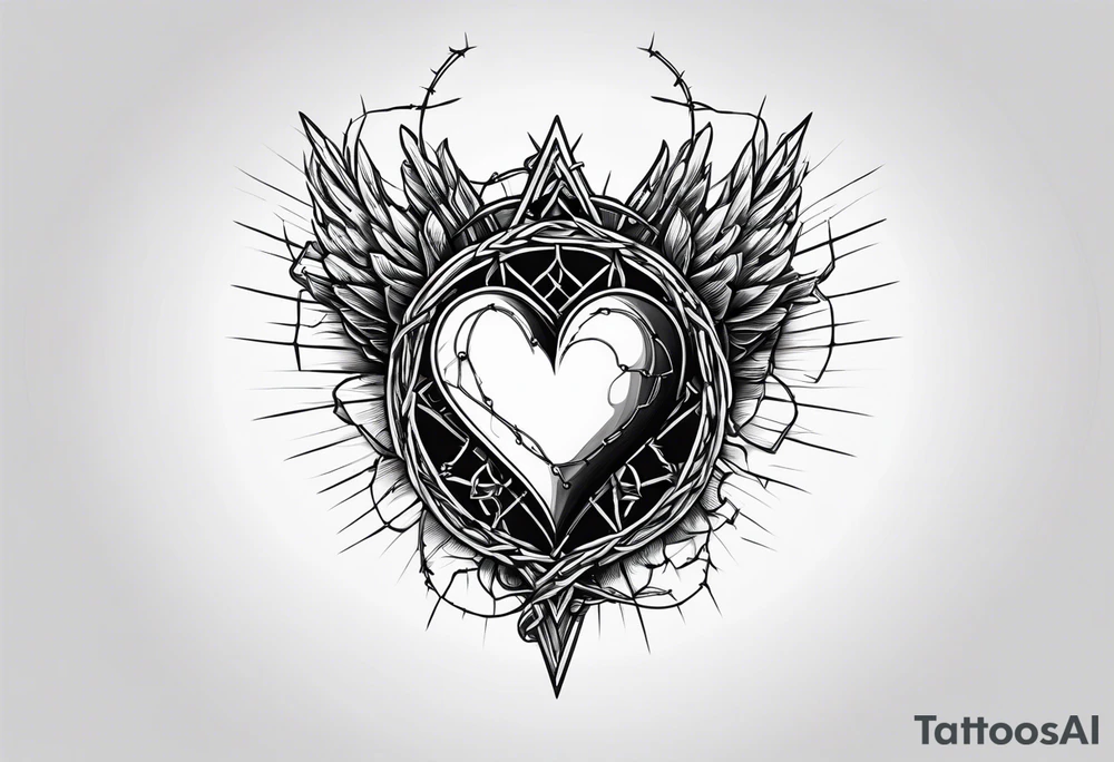 i keep a close eye on this heart of mine with barbed wire wrapped around it tattoo idea