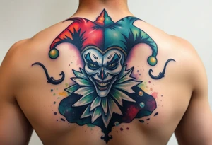 graphic 3d jester design tattoo idea