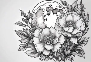 moon carnations tattoo idea