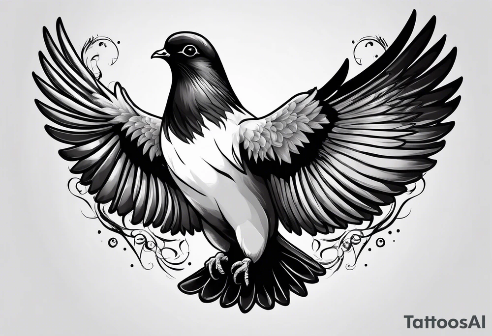 Pigeon  with black hole in the heart tattoo idea