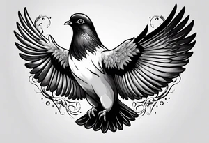 Pigeon  with black hole in the heart tattoo idea