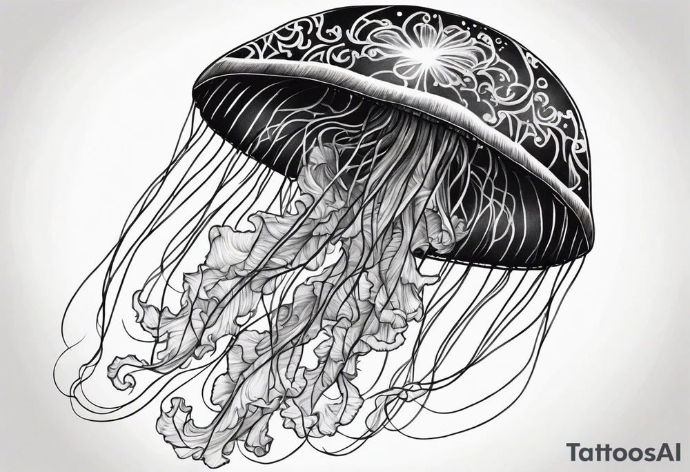 Glowing coloured jellyfish tattoo idea