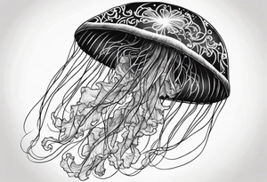 Glowing coloured jellyfish tattoo idea