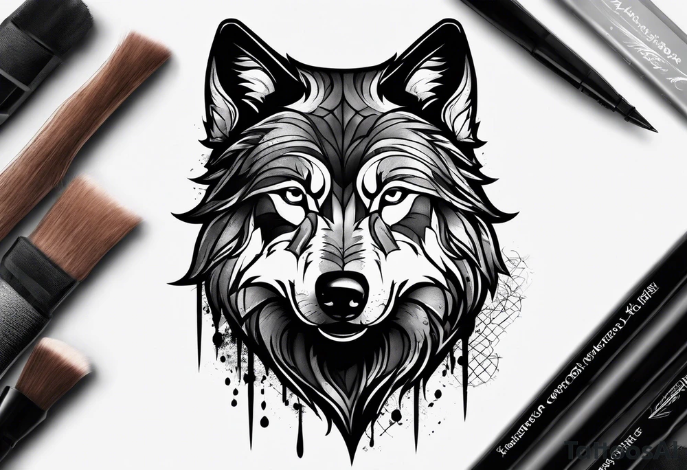 dark wolf tattoo idea