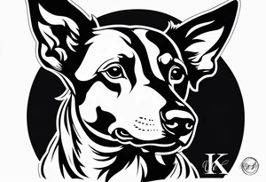 Koolie cross kelpie portrait tattoo idea