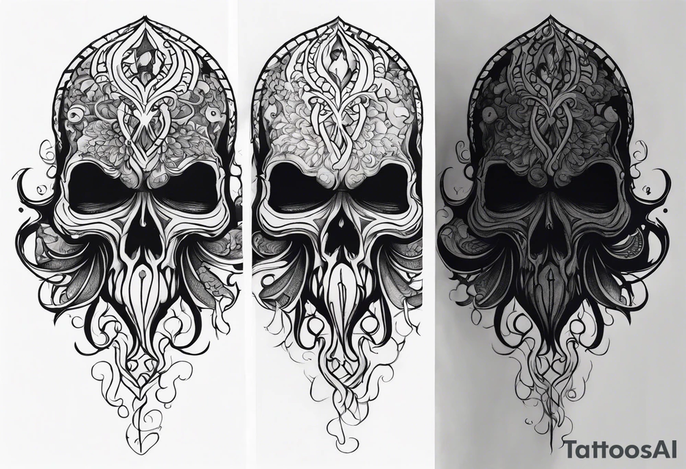 Evil navy coverup skull squid tattoo idea