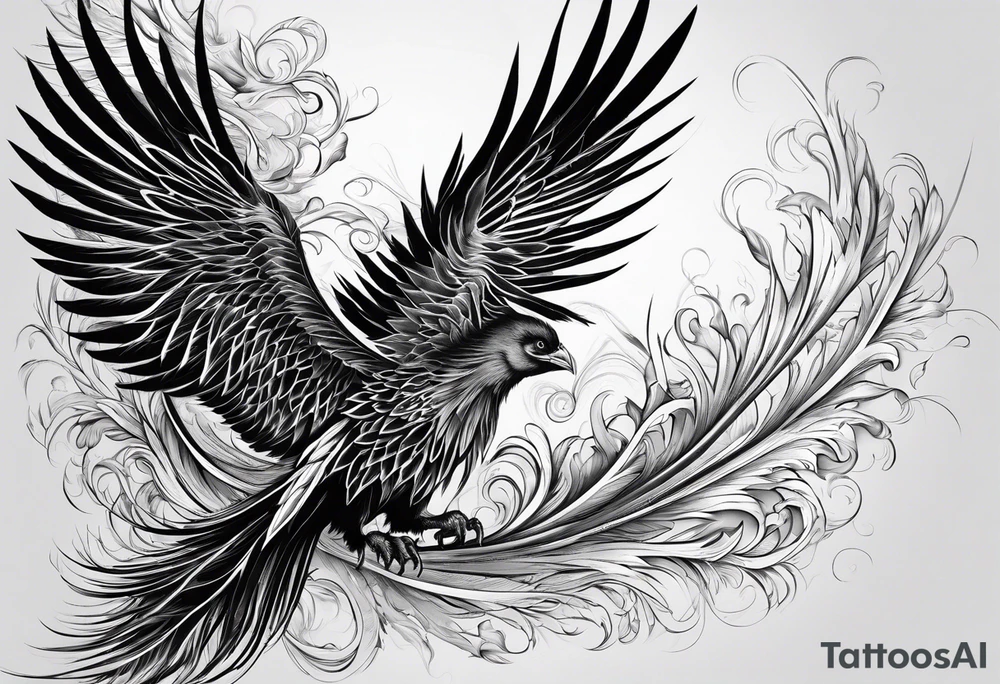 phoenix,
chinese,
realistic,
long tail,
elegant,
wing tips pointing down,
long neck,
long feathers,
in flight,
graceful, tattoo idea