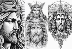 Archangels sleeve Jesus tattoo idea