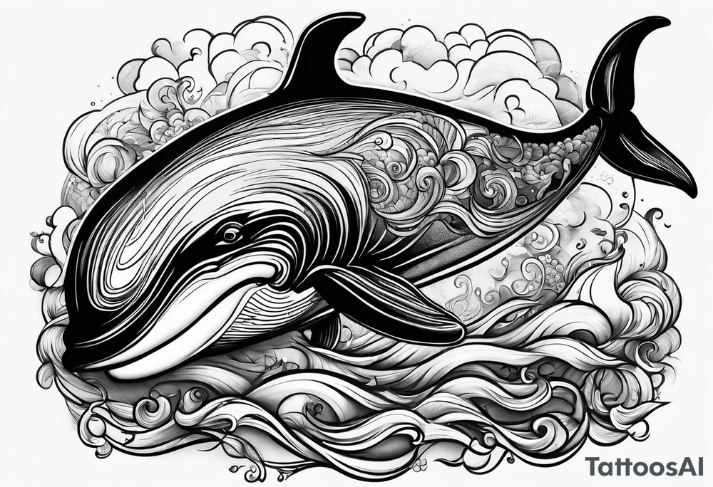 whale smoking cigarette tattoo idea