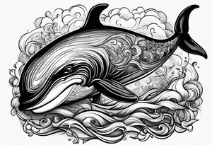 whale smoking cigarette tattoo idea