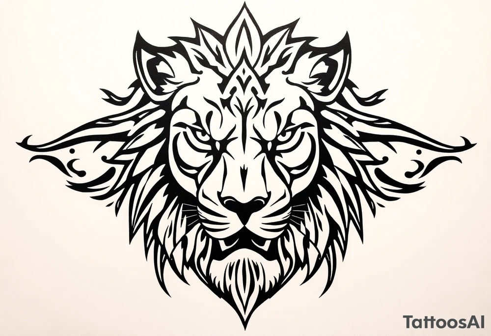 powerful majestic lion, close-up tattoo idea