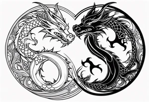 dragons in a yin and yang shape tattoo idea