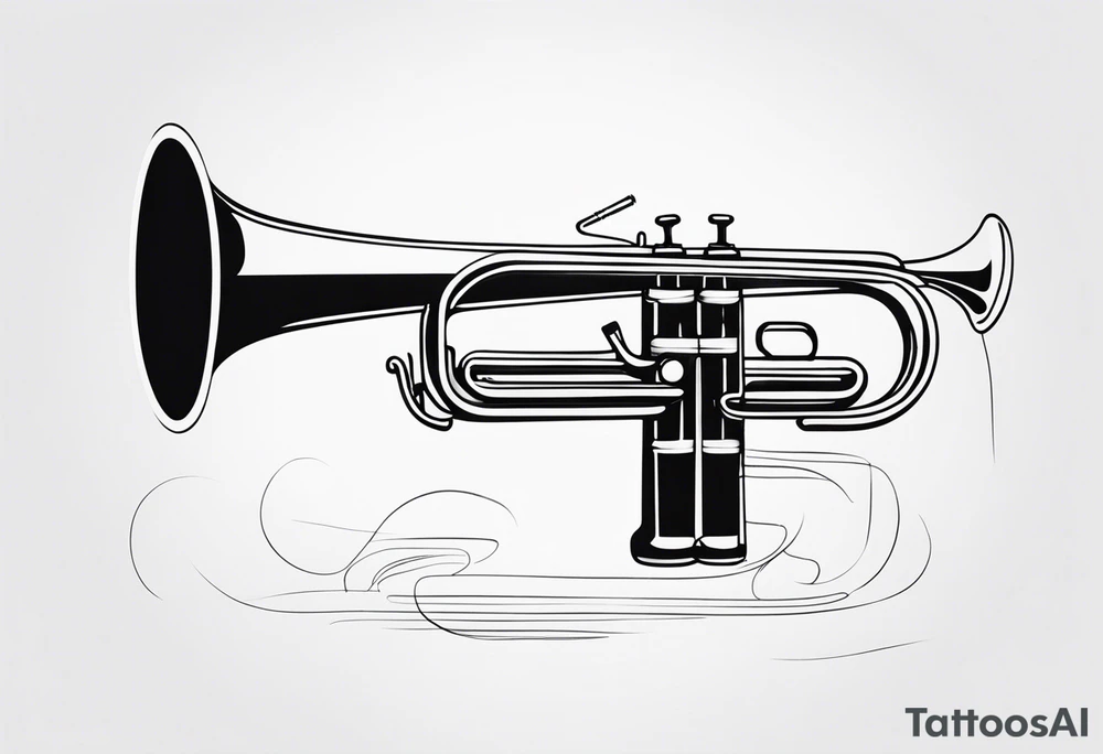 trombone and camera drawn with a single line tattoo idea