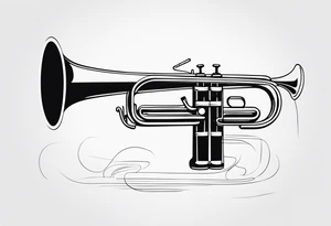 trombone and camera drawn with a single line tattoo idea