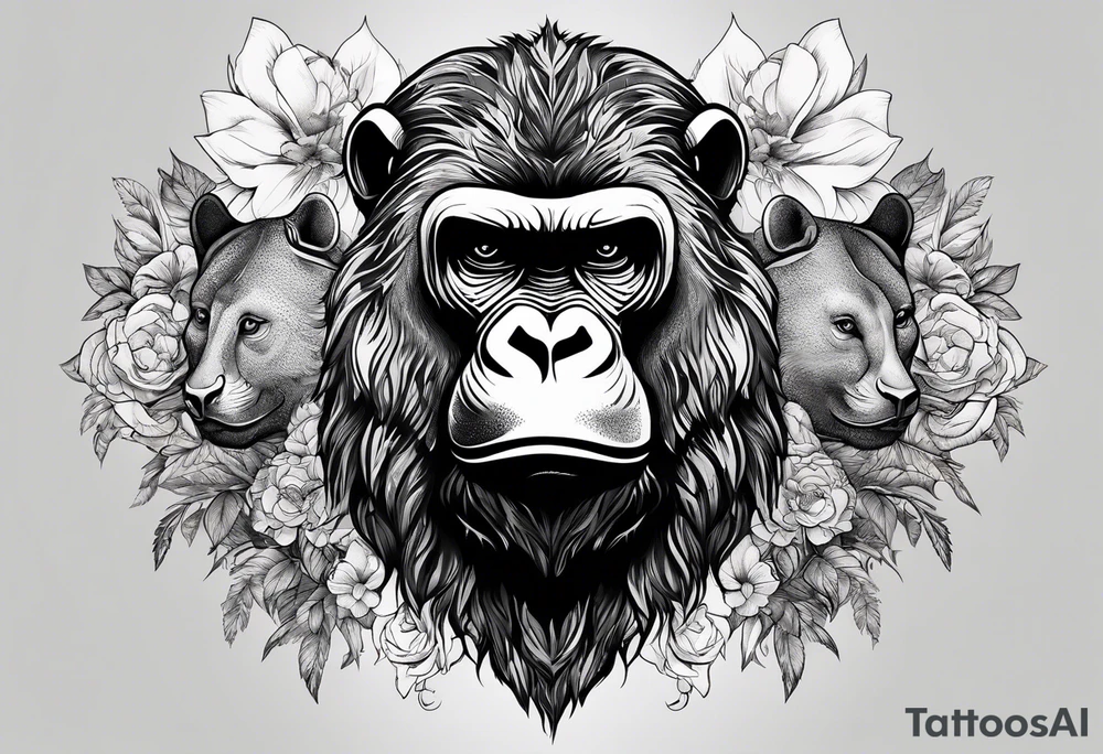 A gorilla, a cheetah, a rhino, and a rat tattoo idea
