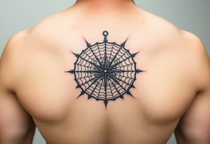 Compass covered in a spider web tattoo idea
