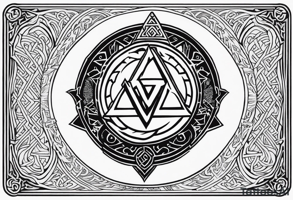 Valhalla sword shield dragon axe Valknut helm of awe tattoo idea