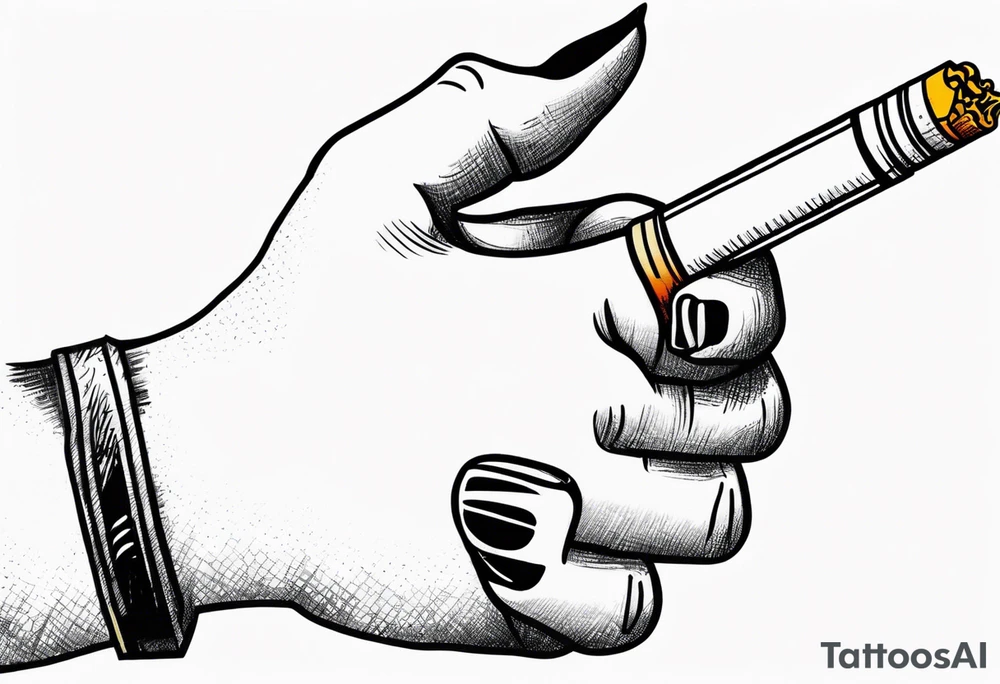 hand holding cigarette tattoo idea