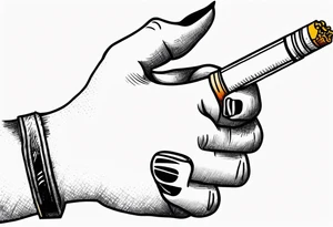hand holding cigarette tattoo idea