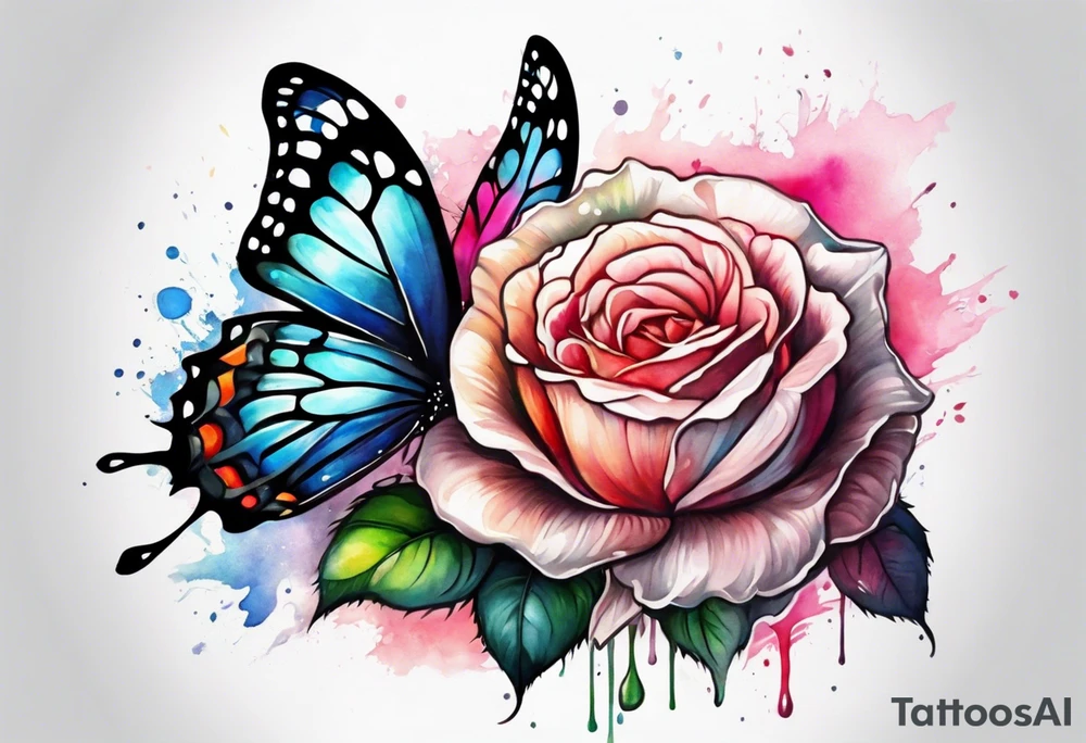 Rose and butterfly spine tattoo tattoo idea