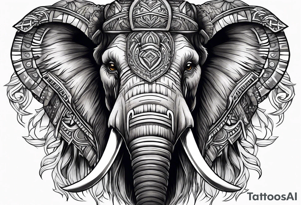 berserking strong mammoth head centerpiece tattoo idea