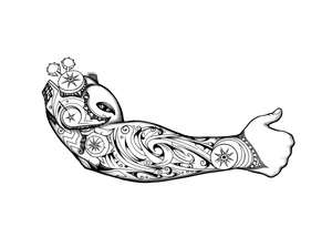 Sicilian Forearm tribal sleeve with patterns and symbols tattoo idea