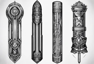 futuristic light saber hilts crossing tattoo idea