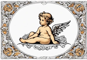 renaissance style cherub full body tattoo idea