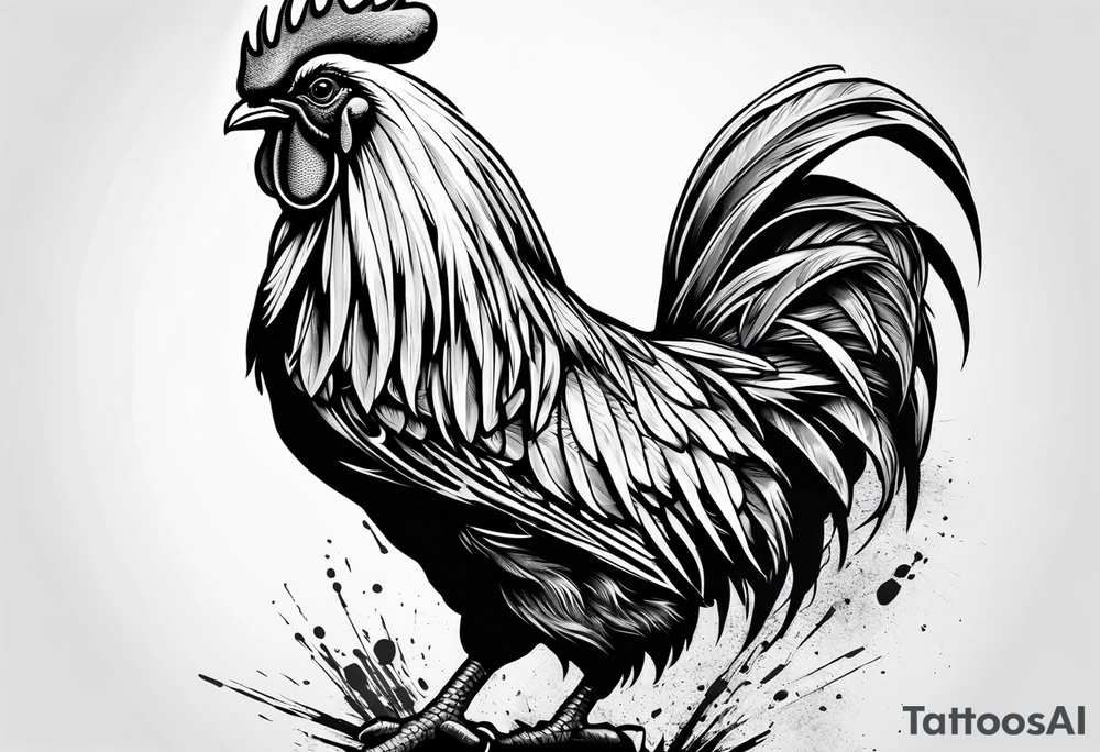 rooster holding a machine gun tattoo idea