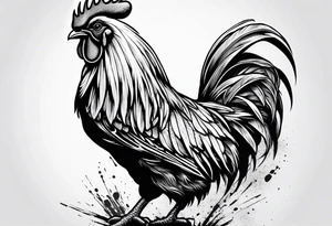 rooster holding a machine gun tattoo idea