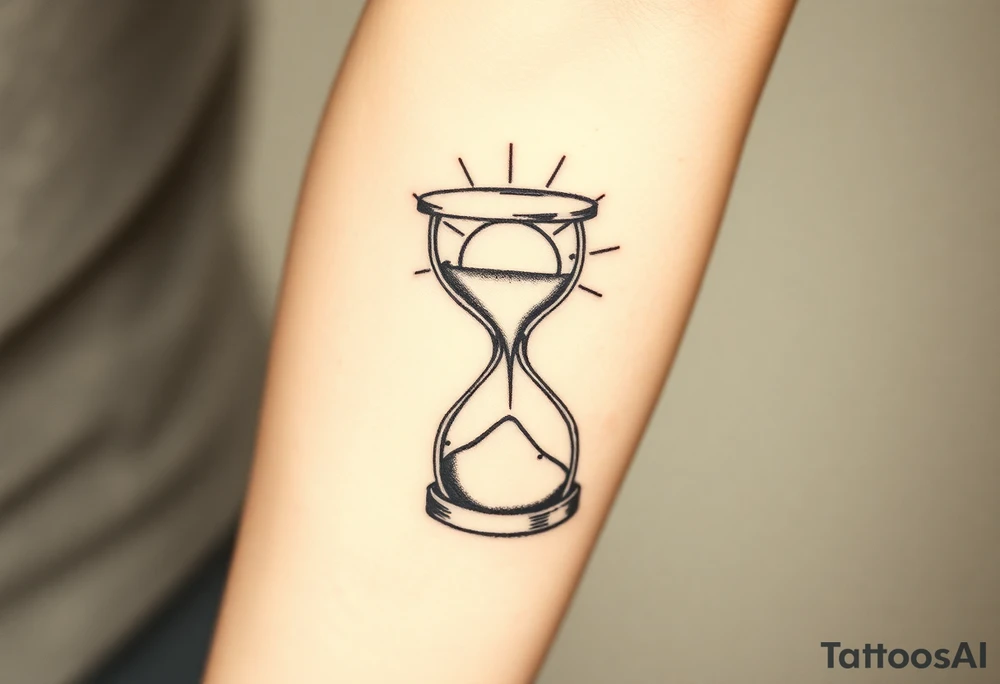 live with what you have and enjoy it to the fullest, hourglass, sun shines down tattoo idea